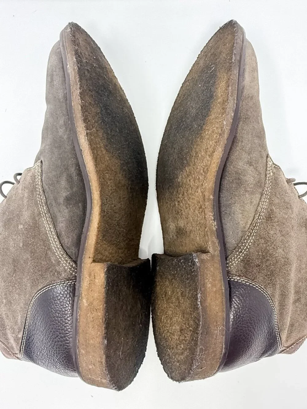 ECCO Suede Pebbled Leather Chukka Ankle Boots Men's 11.5 Brown Crepe Soles